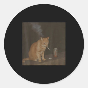 Pegatina Redonda Asistente Cigarette Kitten Funny Smony Cat Meme Br