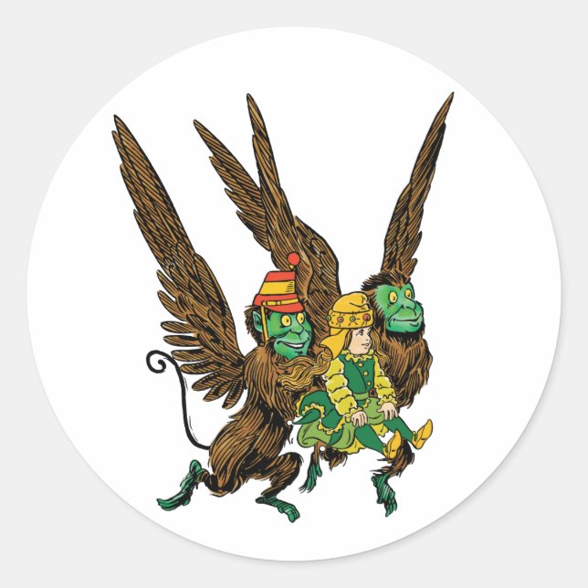 Pegatina Redonda Asistente de cosecha de oro, dorothy, monos volado (Anverso)