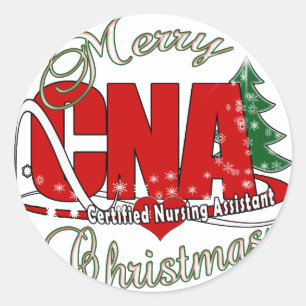 Pegatina Redonda Asistente de Enfermería certificado de NAVIDADES d