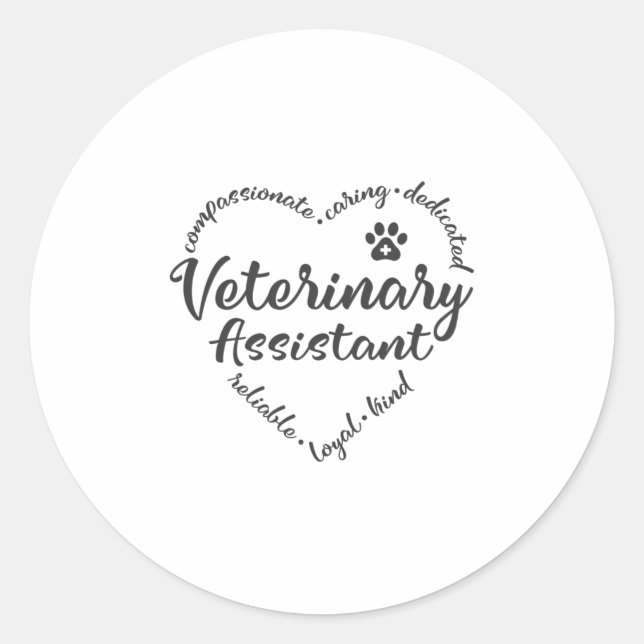 Pegatina Redonda Asistente de veterinaria (Anverso)