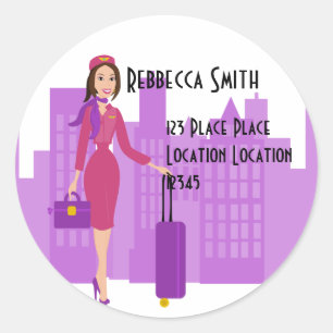 Pegatina Redonda Asistente de vuelo fabuloso