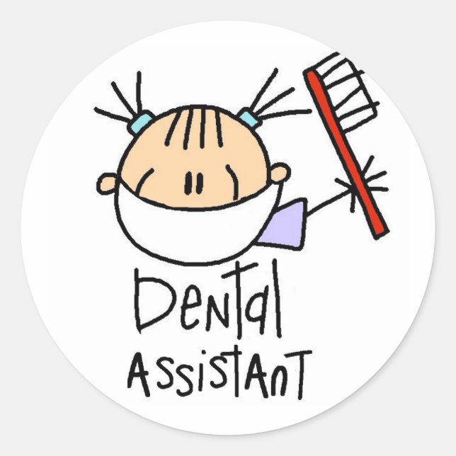 Pegatina Redonda Asistente Dental (Anverso)