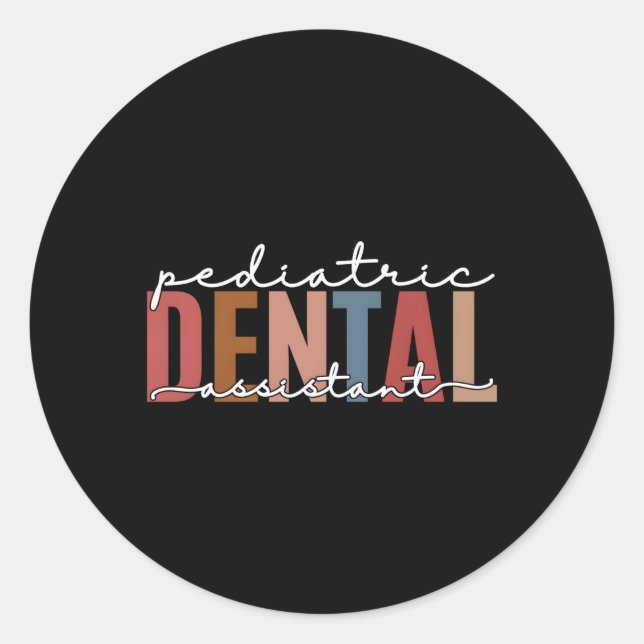 Pegatina Redonda Asistente Dental Pediátrico Higienista Dentista As (Anverso)