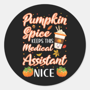 Pegatina Redonda Asistente médico Calabaza Spice Latte Otoño Otoño