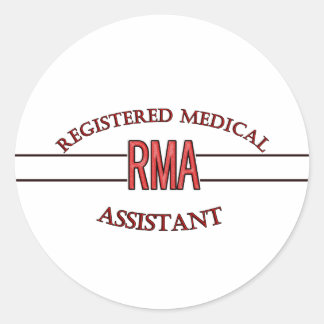 PEGATINA REDONDA ASISTENTE MÉDICO REGISTRADO DE RMA LOGO