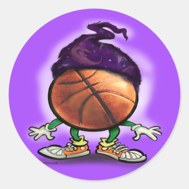 Pegatina Redonda Asistente para baloncesto (Anverso)