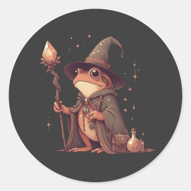 Pegatina Redonda Asistente para rana mágica (Anverso)