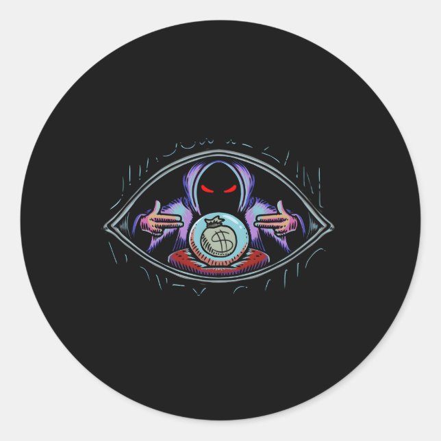 Pegatina Redonda Asistente para sombras - Dinero para banda (Anverso)