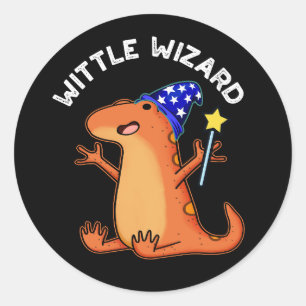 Pegatina Redonda Asistente para testigos Funny Lizard Puns Oscuro B