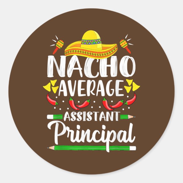 Pegatina Redonda Asistente Promedio Nacho Principal Cinco De Mayo (Anverso)