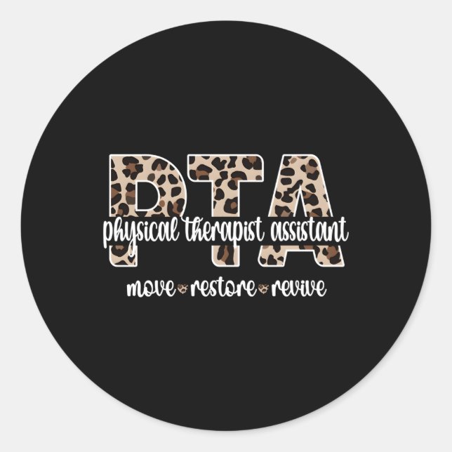 Pegatina Redonda Asistente Terapéutico Físico Pta Terapia Física (Anverso)