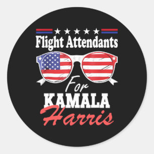 Pegatina Redonda Asistentes A Kamala Harris 2024 Para Presidente