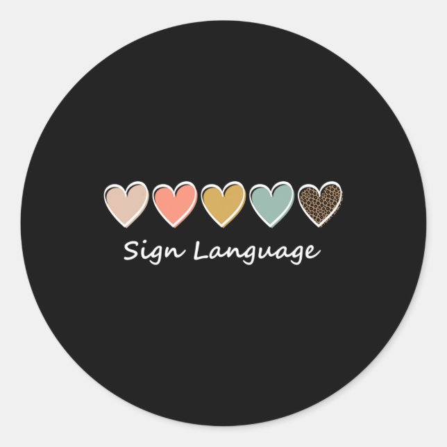 Pegatina Redonda ASL Alphabet American ASL Teaching Language (Anverso)