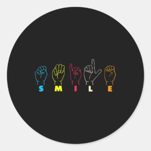 Pegatina Redonda Asl Alphabet American Sing Language Asl Teacher