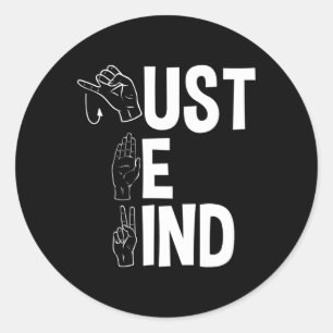 Pegatina Redonda ASL Alphabet American Sing Language: Profesor ASL 