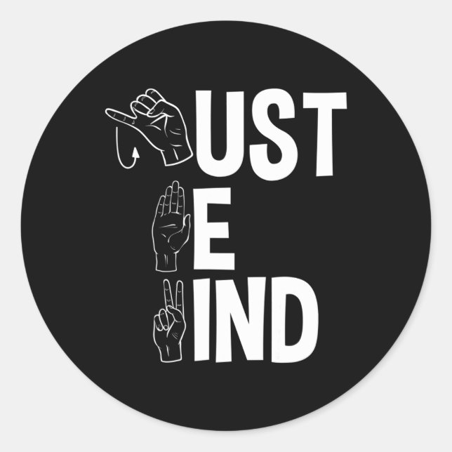 Pegatina Redonda ASL Alphabet American Sing Language: Profesor ASL  (Anverso)