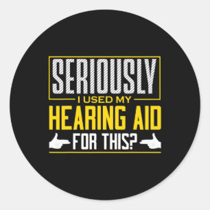 Pegatina Redonda ASL Escuchando seriamente a Rótulo de ayuda Consci