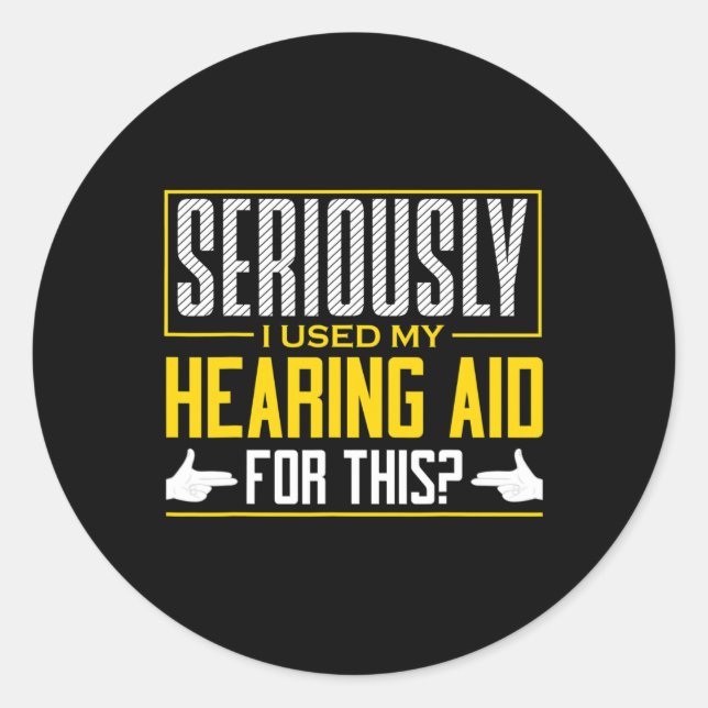 Pegatina Redonda ASL Escuchando seriamente a Rótulo de ayuda Consci (Anverso)