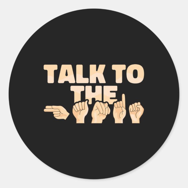 Pegatina Redonda ASL habla con el lenguaje de Rótulo manos-estadoun (Anverso)