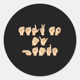 Pegatina Redonda ASL habla con mi idioma Rótulo americano manos