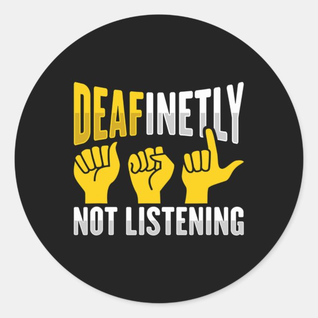 Pegatina Redonda ASL Hand Gesture Deaf Hearing Loss Conciencia 3 (Anverso)