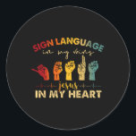 Pegatina Redonda ASL lenguaje de Rótulo Jesucristo en mis venas Jes<br><div class="desc">ASL lenguaje de Rótulo Jesucristo en mis venas Jesús en mi corazón</div>