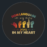 Pegatina Redonda ASL lenguaje de Rótulo Jesucristo en mis venas Jes<br><div class="desc">ASL lenguaje de Rótulo Jesucristo en mis venas Jesús en mi corazón</div>