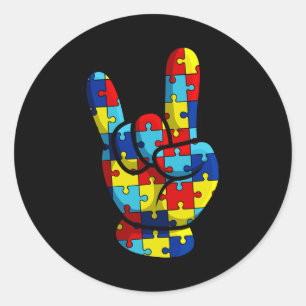 Pegatina Redonda ASL Rótulo de amor Lenguaje de autismo Ayuda para 