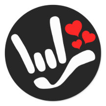 ASL Te Amo Rótulo ILY Con Corazones Clásicos