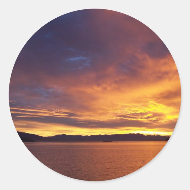 Pegatina Redonda Asombroso amanecer (Anverso)