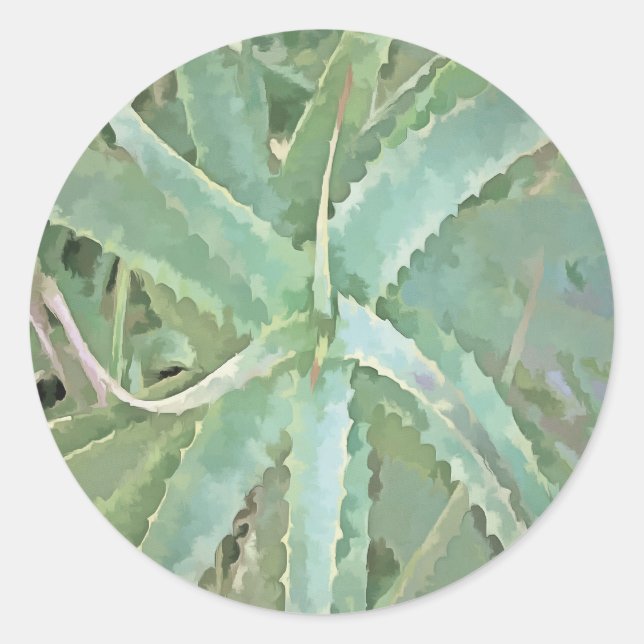 Pegatina Redonda Asombroso arte acrílico de Aloe Vera (Anverso)