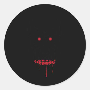 Pegatina Redonda Asombroso Cráneo De Ojos Con Dientes Y Ojos Rojos