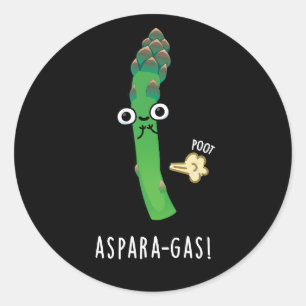 Pegatina Redonda Aspara-gas Gracioso Asparagus Veggie Pun Dark BG