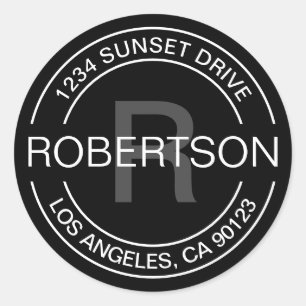 Pegatina Redonda Aspecto clásico   Dirección de devolución en blanc