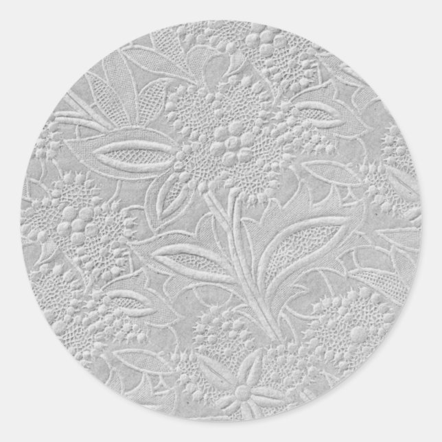 Pegatina Redonda Aspecto gris floral Grabado en relieve (Anverso)