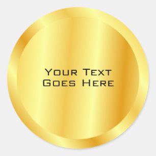 Pegatina Redonda Aspecto metálico Faux Gold Añadir tu Personalizado