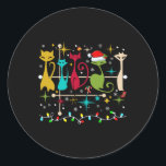 Pegatina Redonda Aspecto moderno de mediados de siglo Gatos Navidad<br><div class="desc">Navidades de gatos retro de los años 60</div>