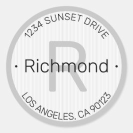Pegatina Redonda Aspecto moderno | Dirección de devolución blanca y