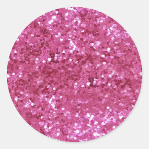 Pegatina Redonda Aspecto Purpurina rosado caliente