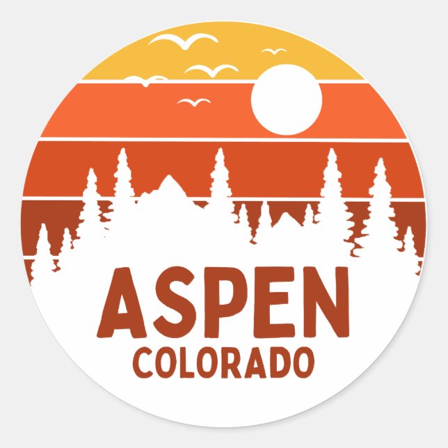 Pegatina Redonda Aspen, Colorado (Anverso)