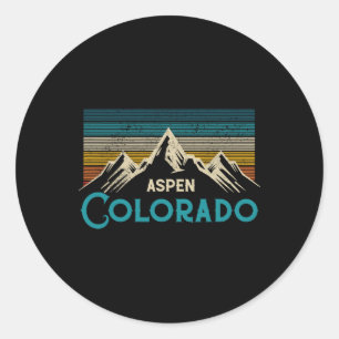 Pegatina Redonda Aspen Colorado Antiguo