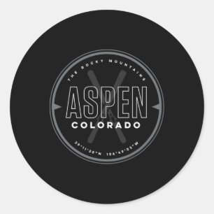 Pegatina Redonda Aspen Colorado Esquí