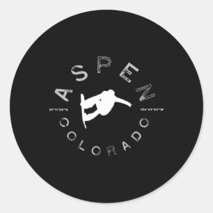 Pegatina Redonda Aspen Colorado Graphic Vintage Snowboard