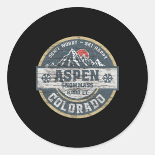 Pegatina Redonda Aspen Colorado Montañas Rocosas Camiseta Senderism
