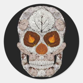 Pegatina Redonda Aspen Leaf Skull 11
