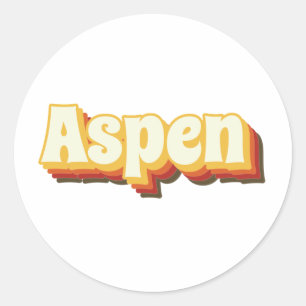 Pegatina Redonda Aspen Retro Vintage Text