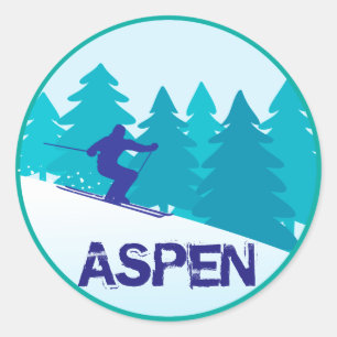 Pegatina Redonda Aspen Ski Circle