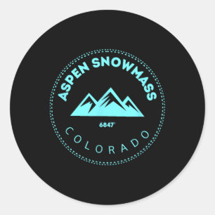 Pegatina Redonda Aspen Snowm Pueblo de Montaña de Colorado - Co S E