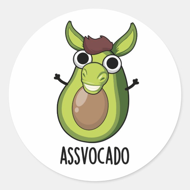 Pegatina Redonda Ass-vocado Funny Aguacate Pun (Anverso)