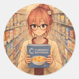 Pegatina Redonda Aster™ Currently Buffering Round Sticker Cute Aest